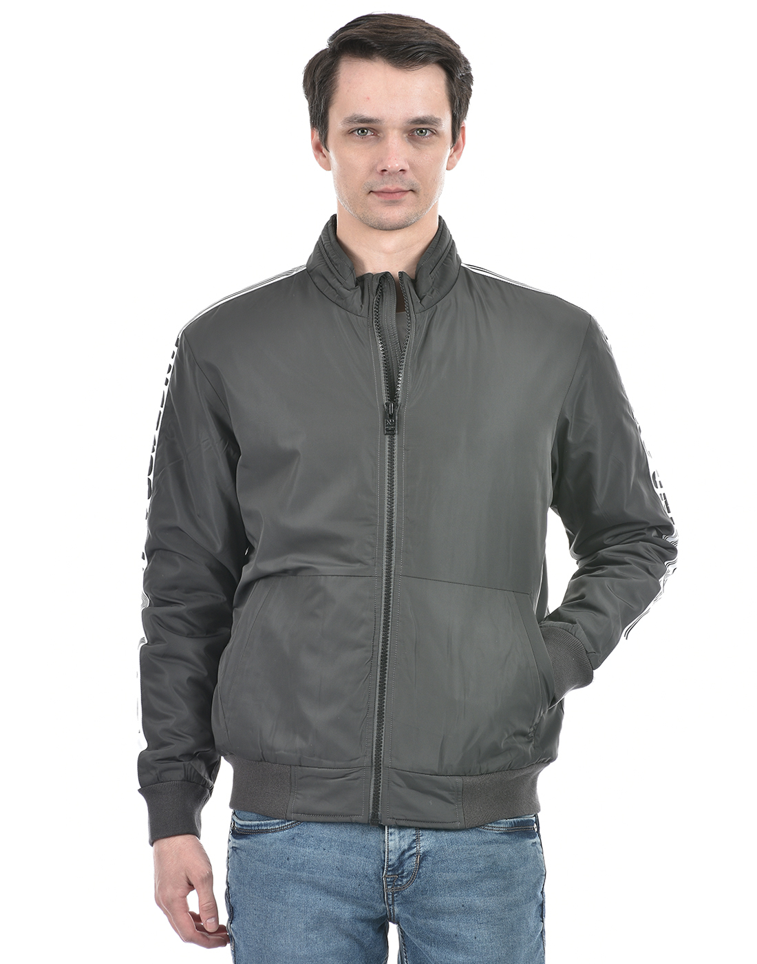 Numero Uno Men Striped Grey Jacket